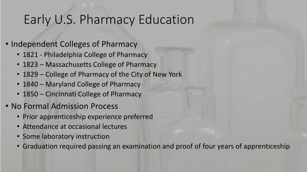 early u s pharmacy education 2