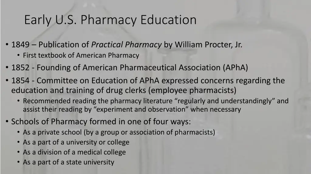 early u s pharmacy education 3