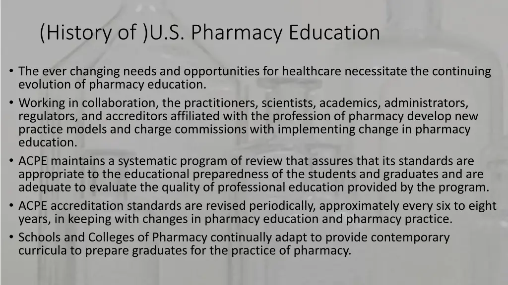 history of u s pharmacy education