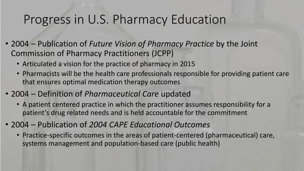 progress in u s pharmacy education 11