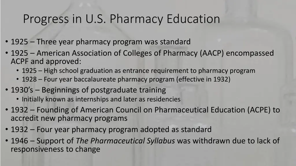 progress in u s pharmacy education 2