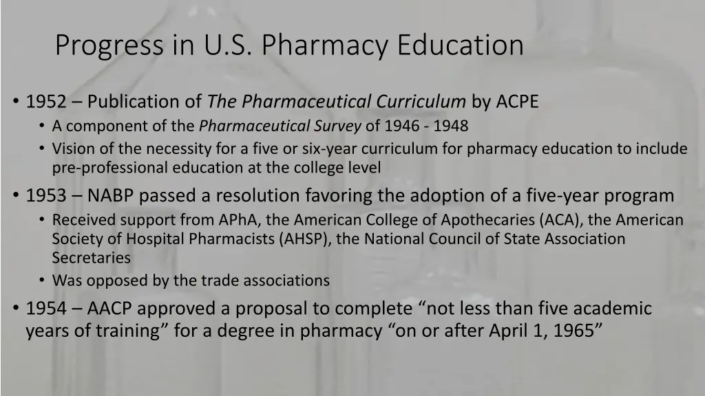 progress in u s pharmacy education 4