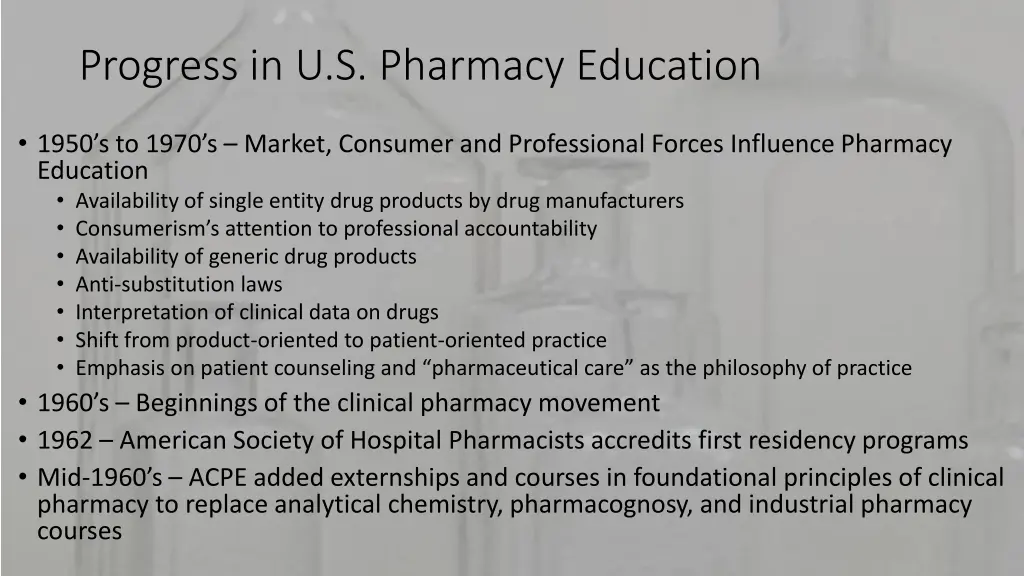 progress in u s pharmacy education 5