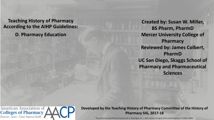 teaching history of pharmacy according