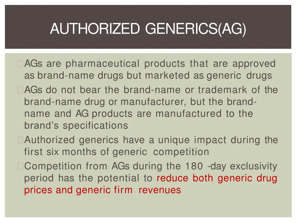 authorized generics ag