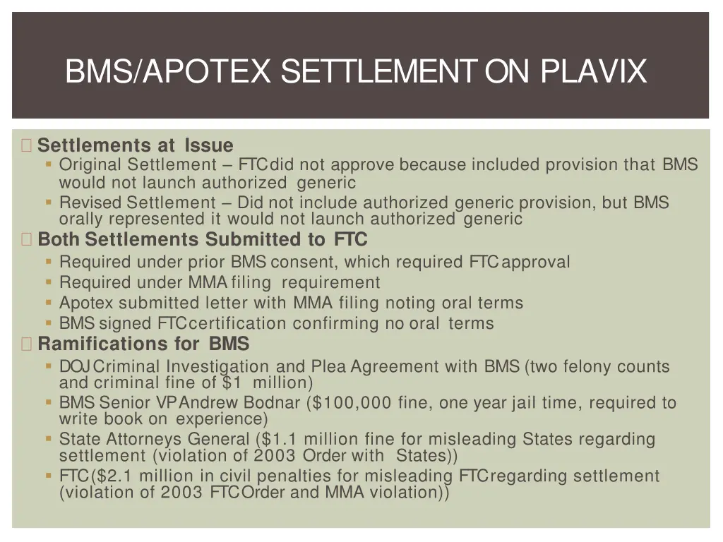 bms apotex settlement on plavix