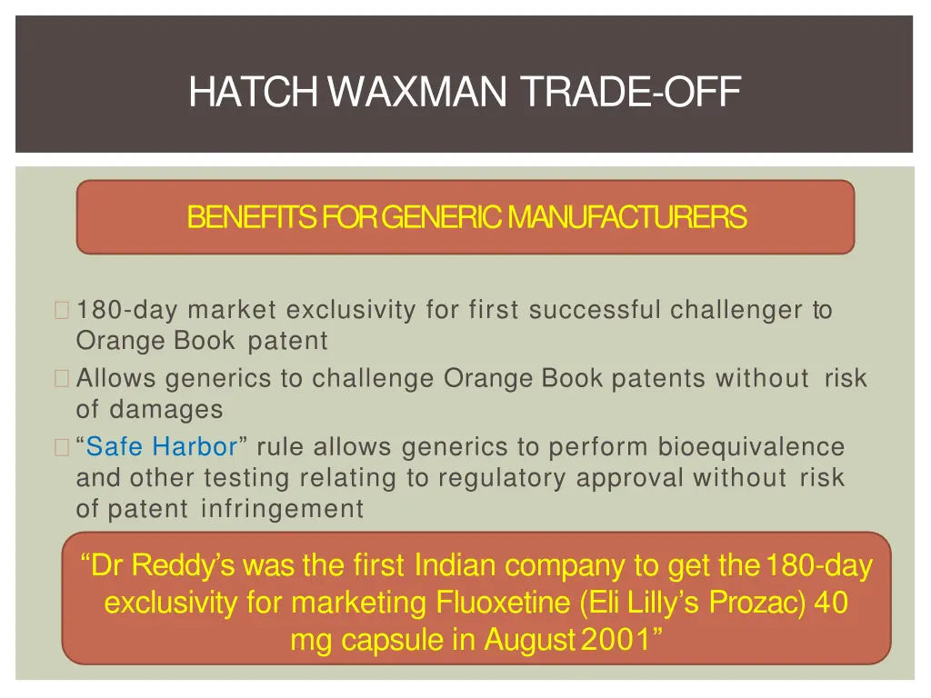 hatch waxman trade off 2