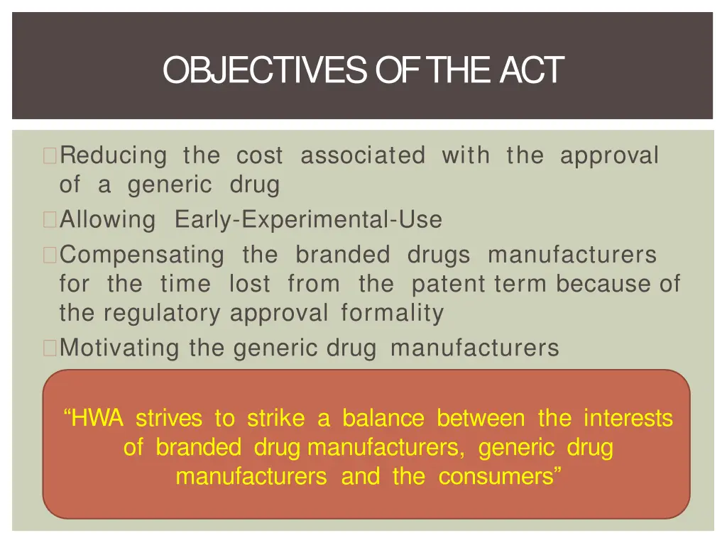 objectives of theact