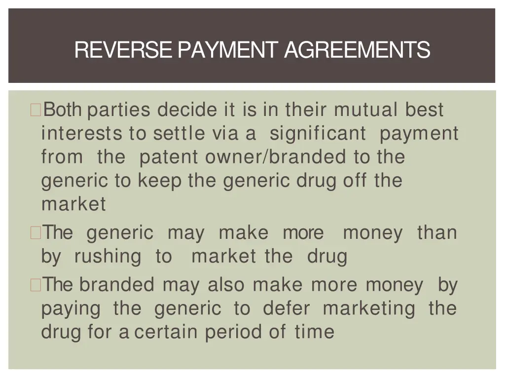 reverse payment agreements