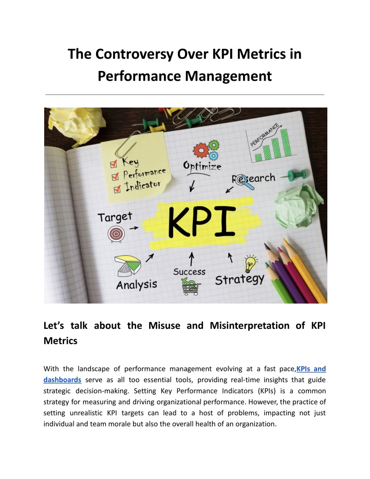 the controversy over kpi metrics in performance