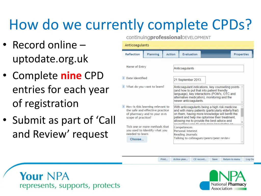 how do we currently complete cpds record online