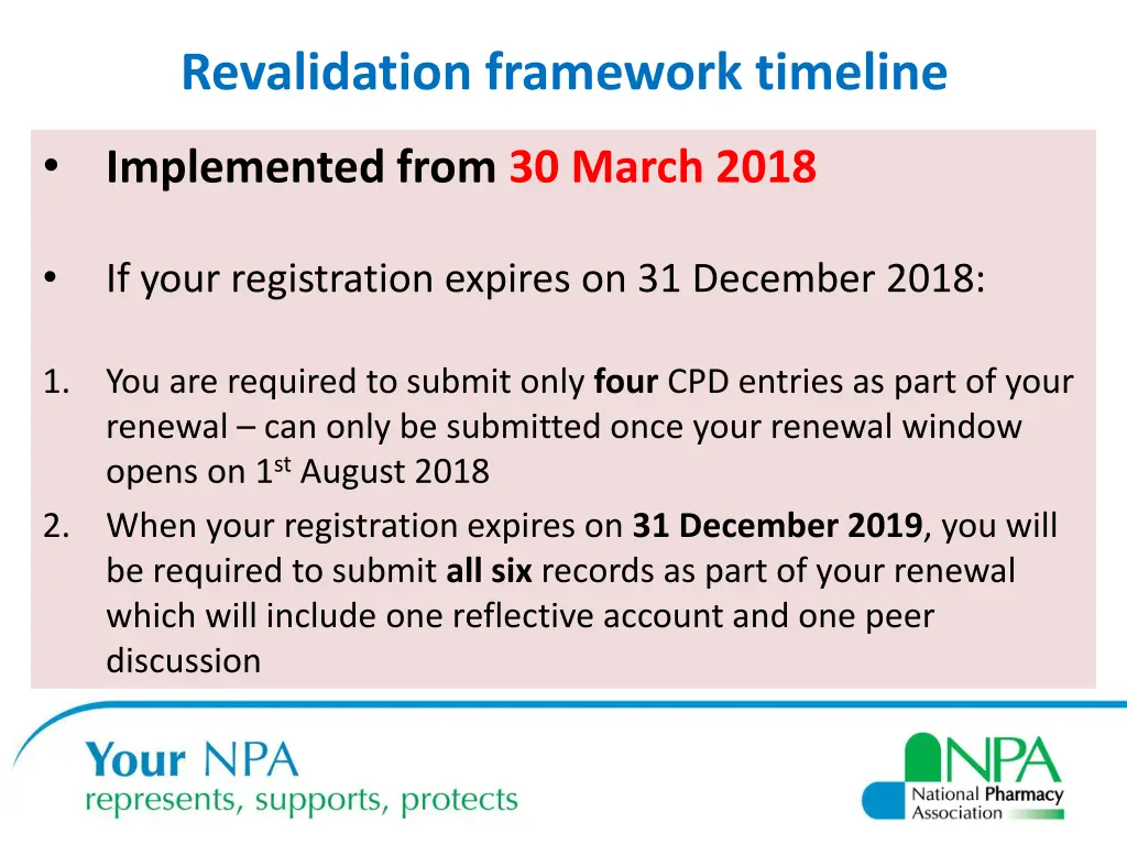 revalidation framework timeline