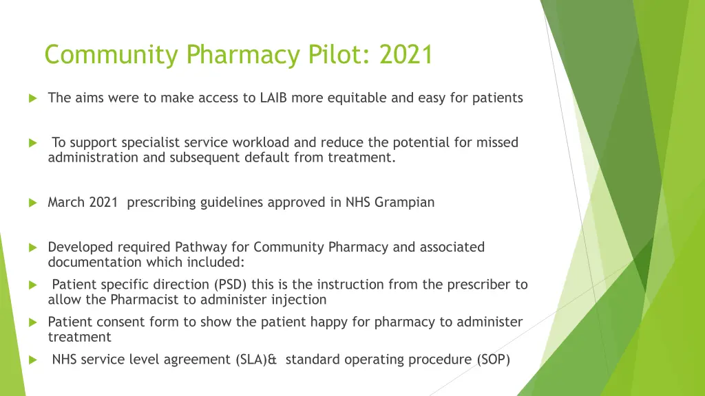 community pharmacy pilot 2021