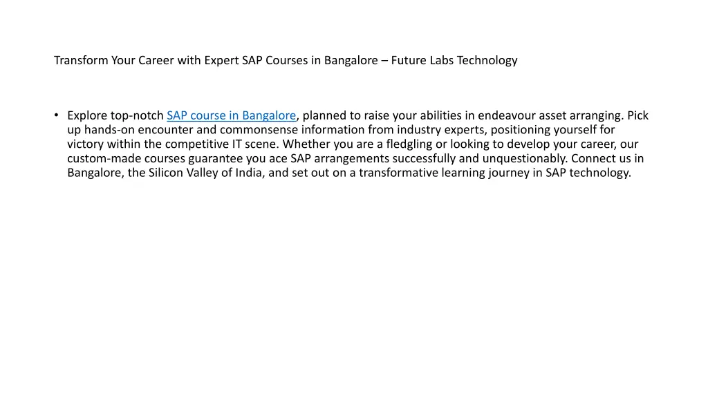 transform your career with expert sap courses