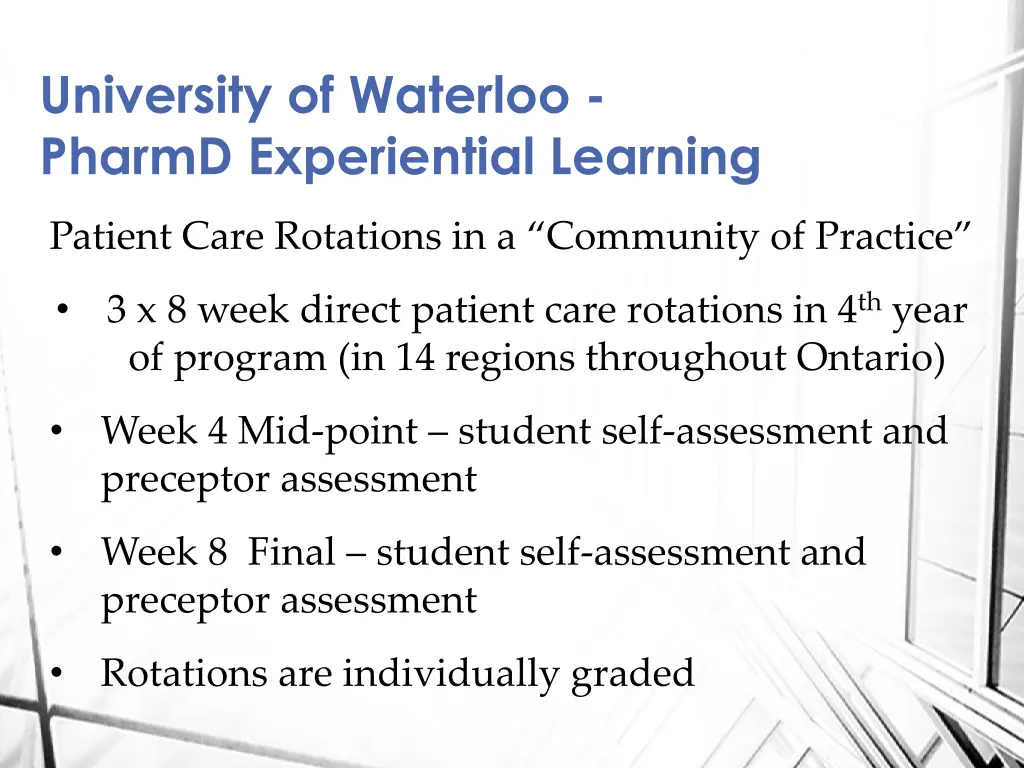 university of waterloo pharmd experiential