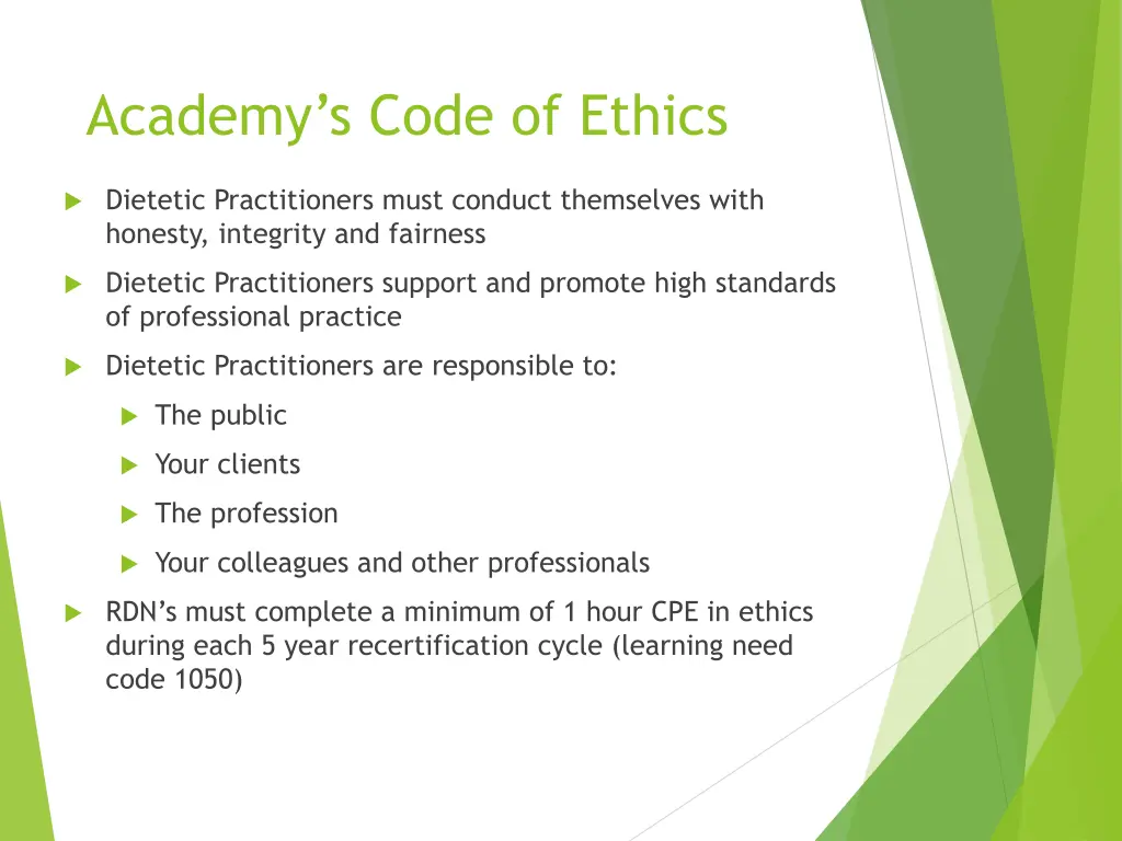 academy s code of ethics