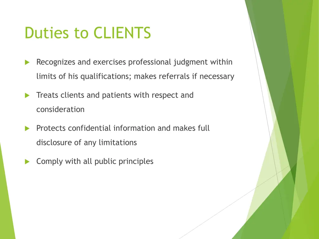 duties to clients