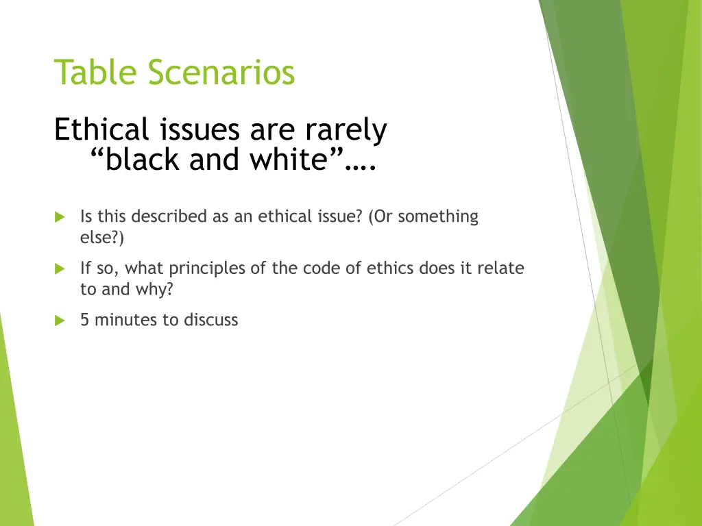 table scenarios