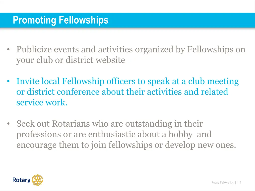 promoting fellowships