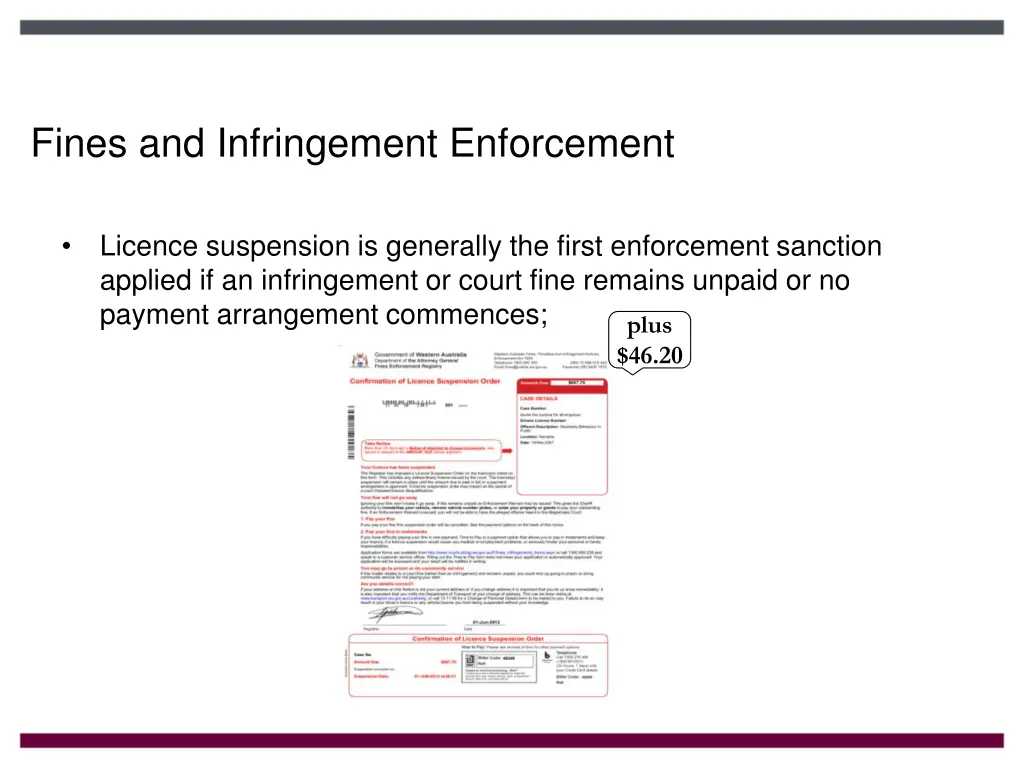 fines and infringement enforcement