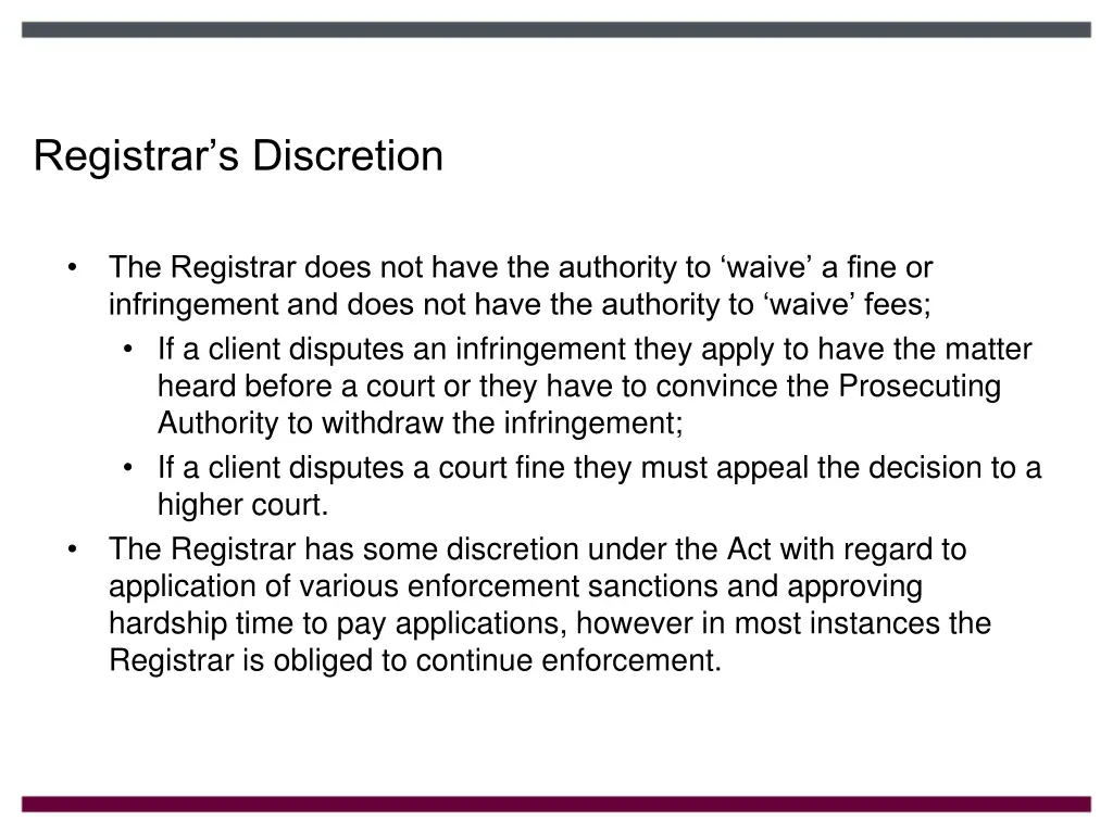 registrar s discretion