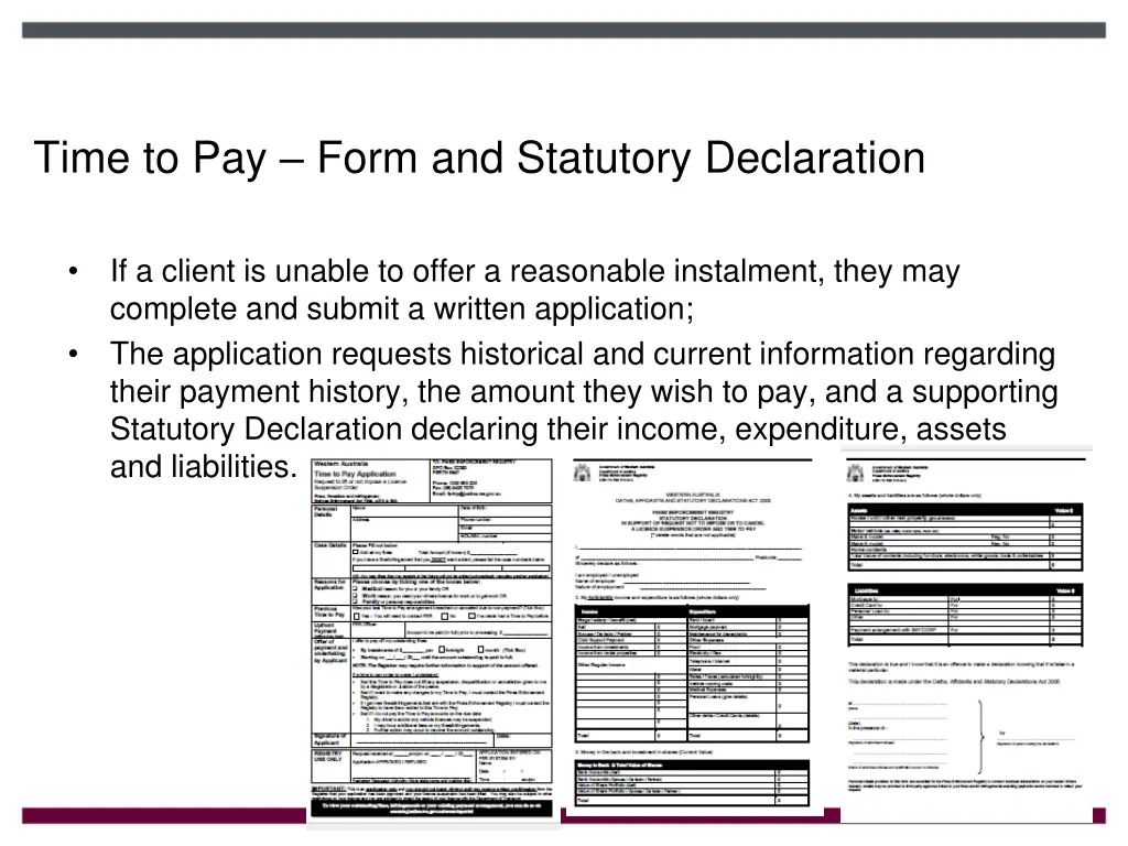 time to pay form and statutory declaration