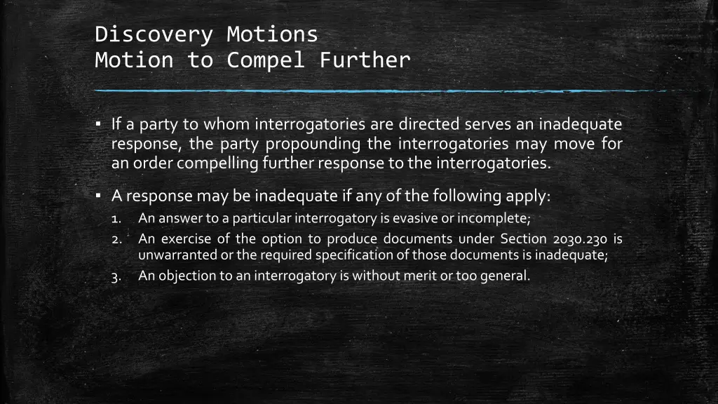 discovery motions motion to compel further