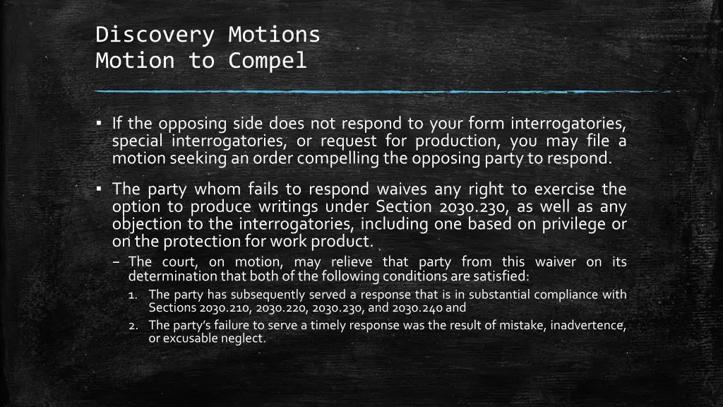 discovery motions motion to compel