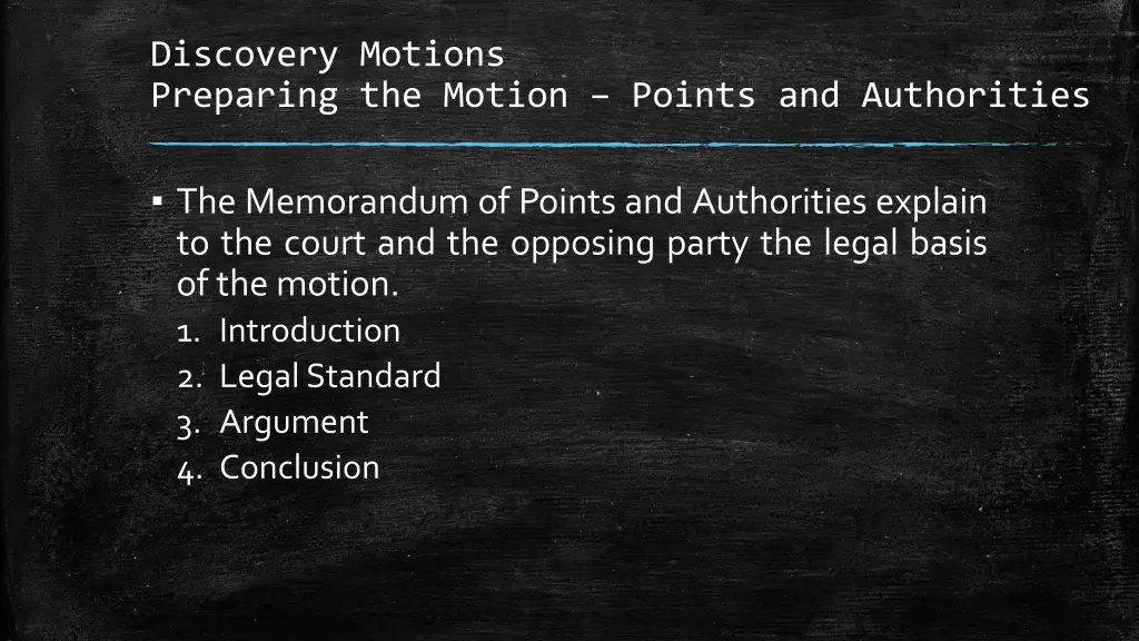 discovery motions preparing the motion points