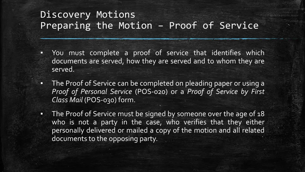 discovery motions preparing the motion proof