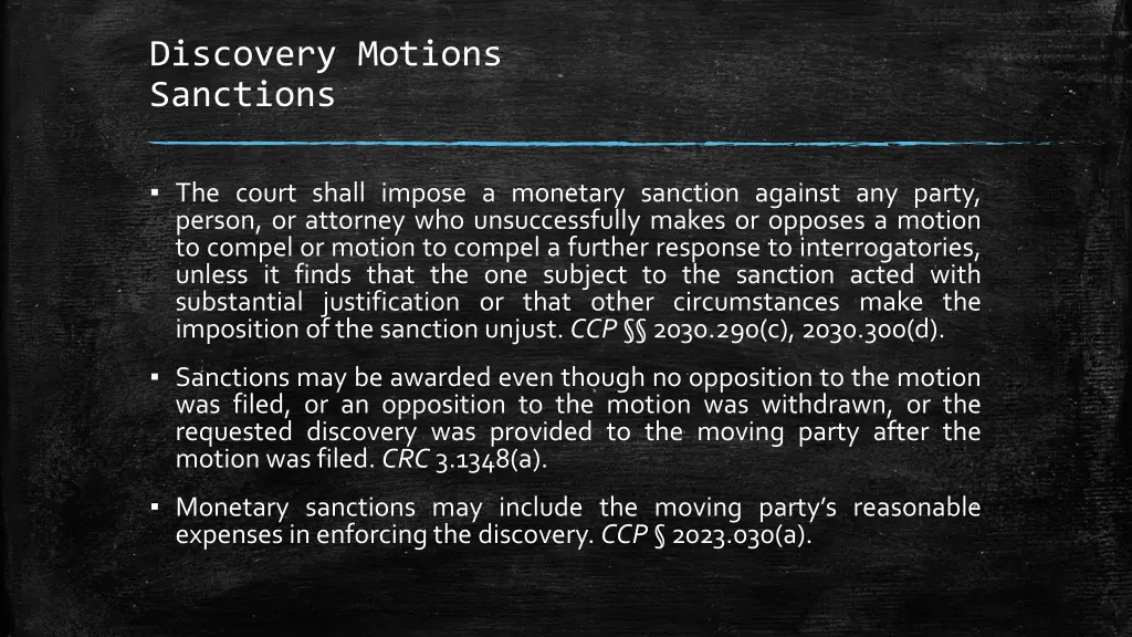 discovery motions sanctions