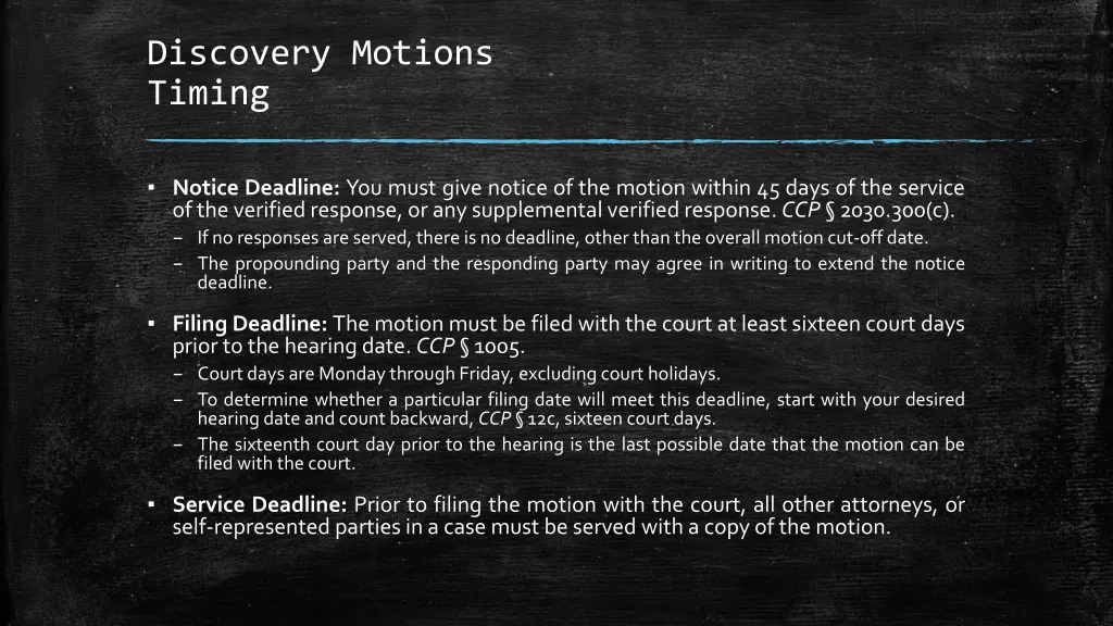 discovery motions timing