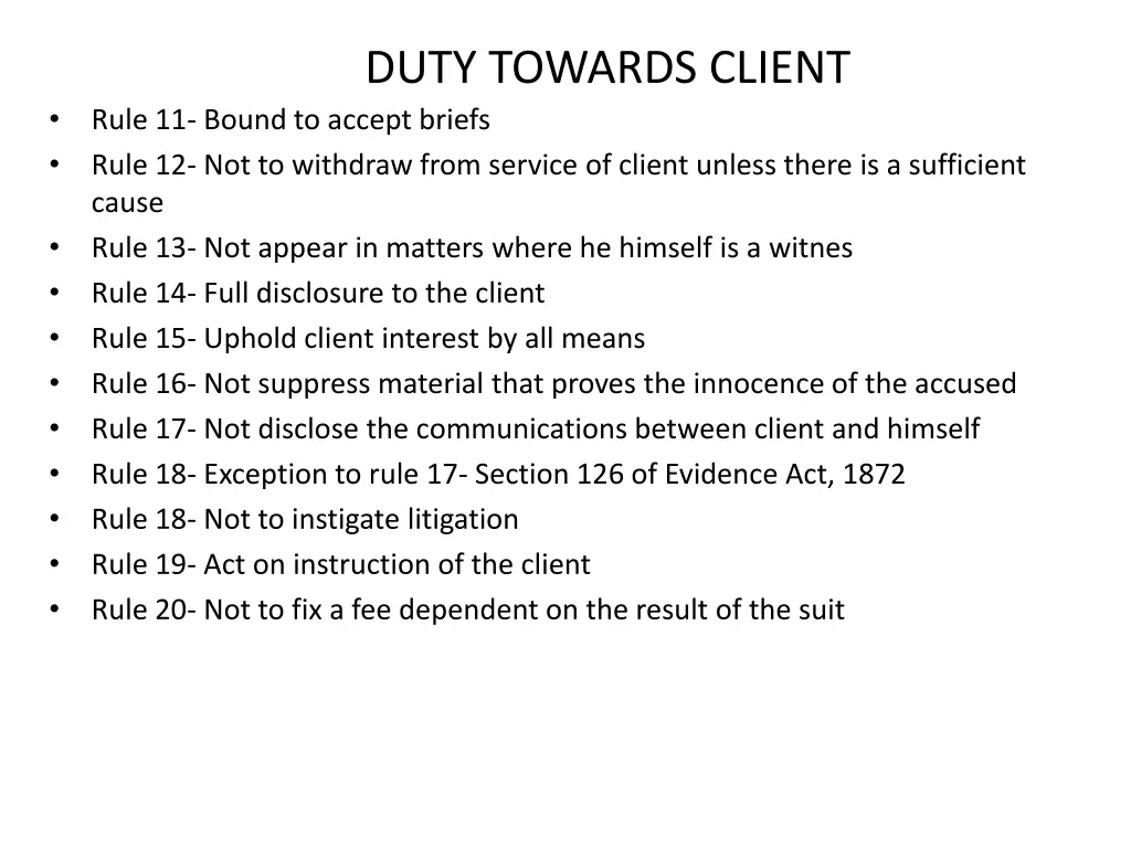 duty towards client