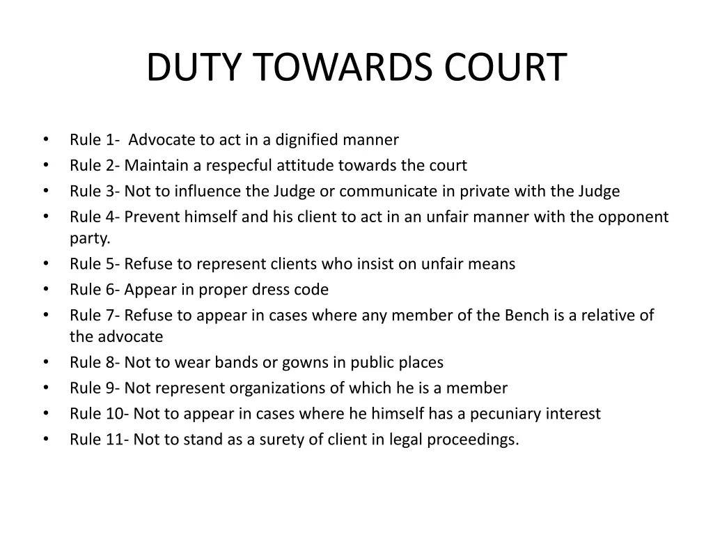 duty towards court