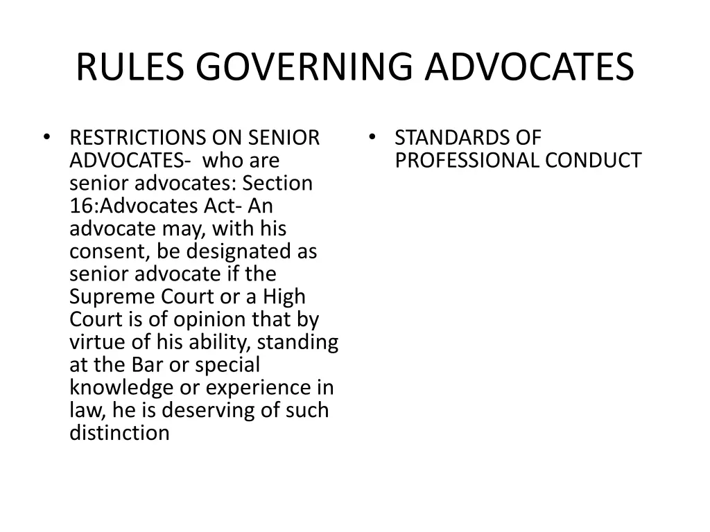 rules governing advocates