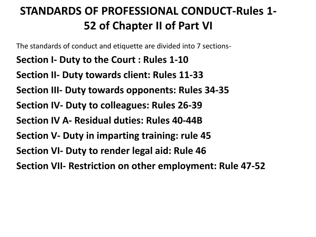 standards of professional conduct rules