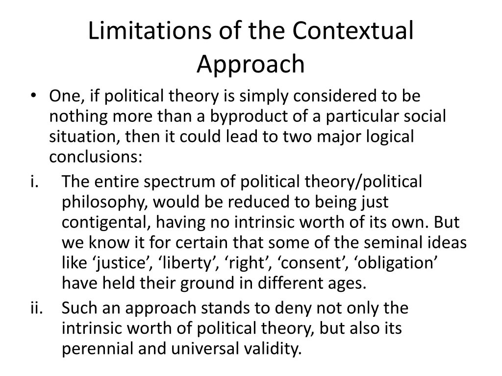 limitations of the contextual approach