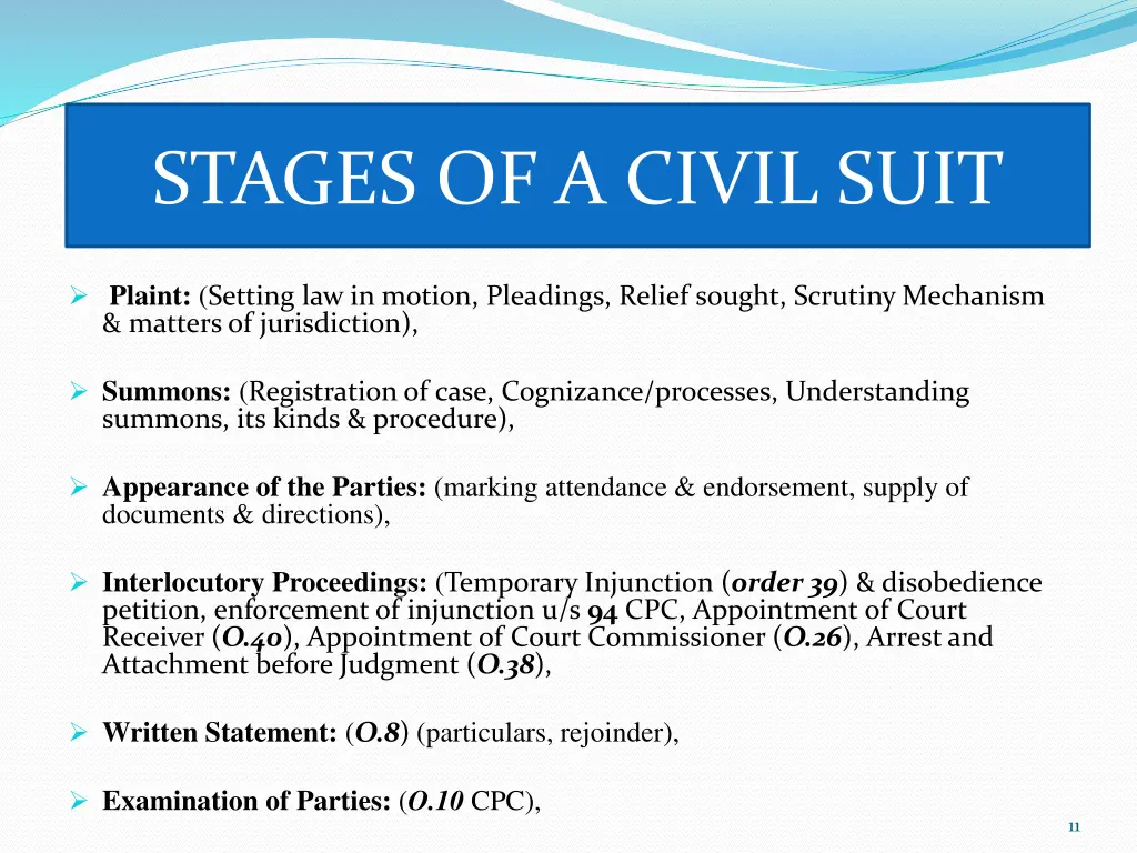 stages of a civil suit