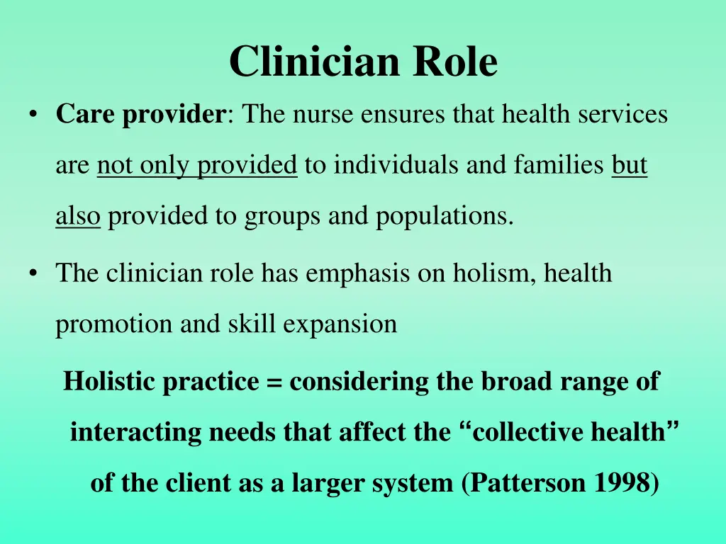 clinician role