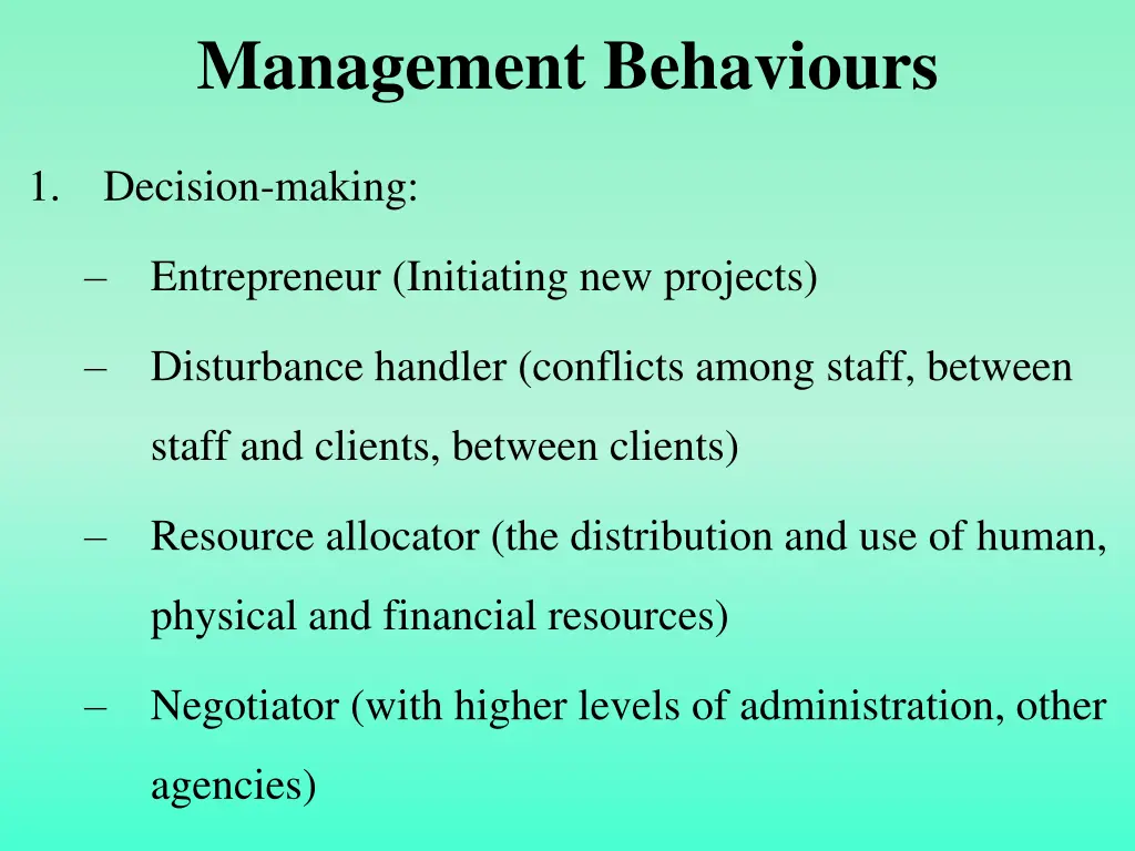 management behaviours