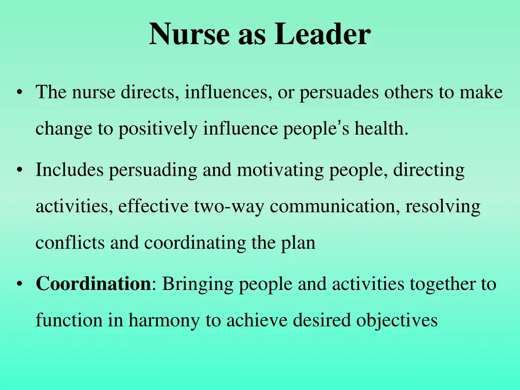 nurse as leader