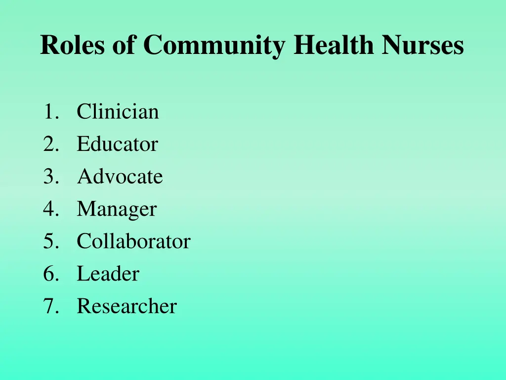 roles of community health nurses