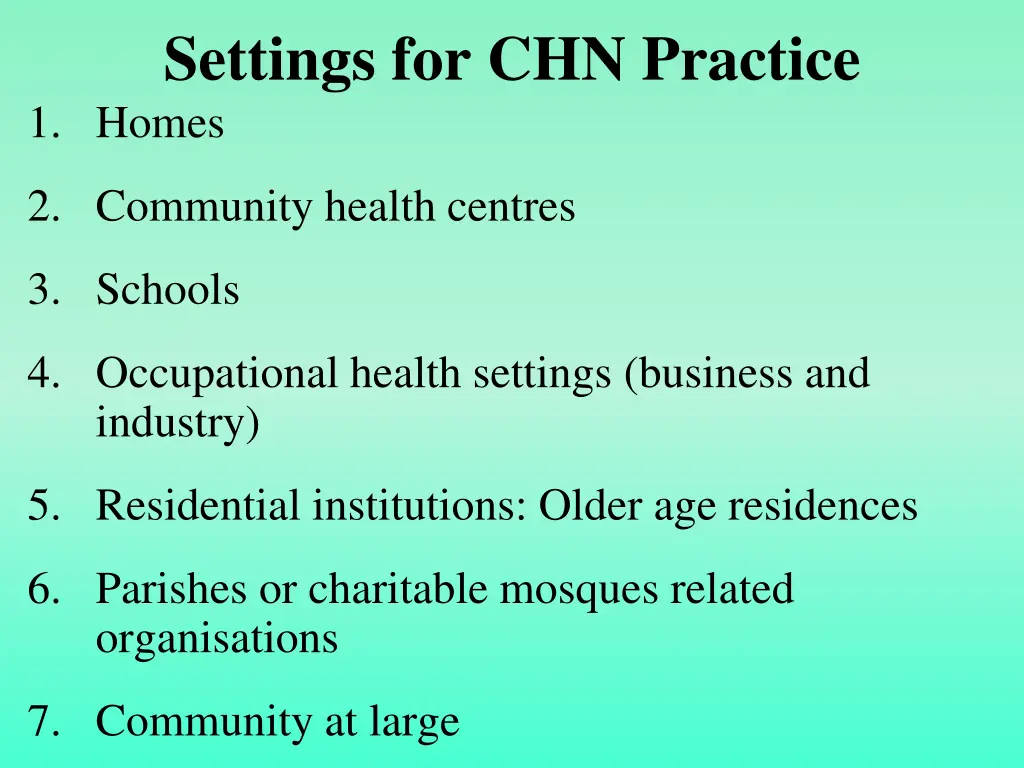 settings for chn practice 1 homes