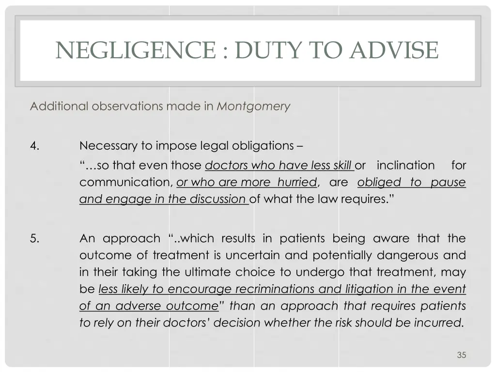 negligence duty to advise 5