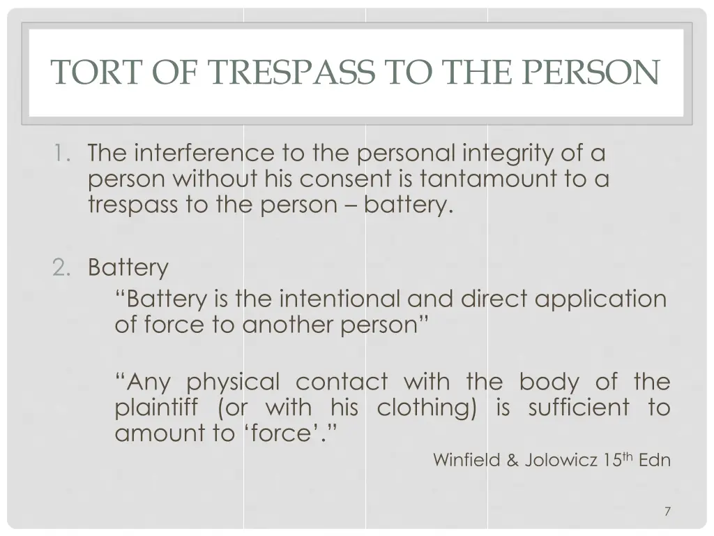 tort of trespass to the person