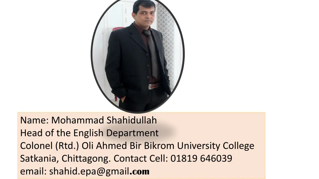 name mohammad shahidullah head of the english