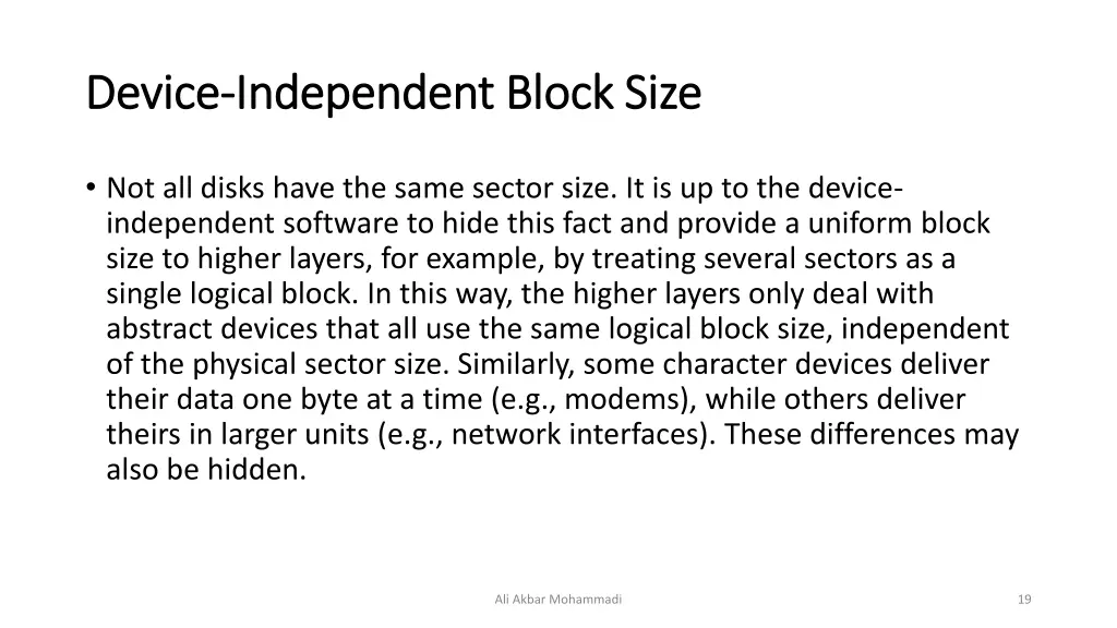 device device independent block size independent