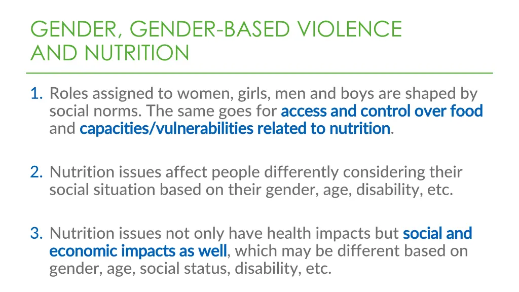 gender gender based violence and nutrition