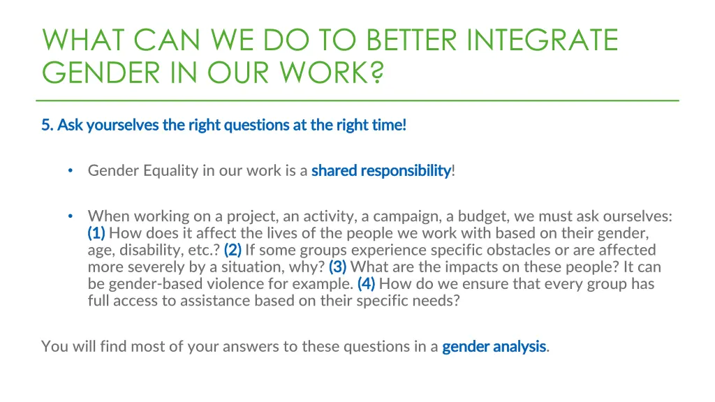 what can we do to better integrate gender 4