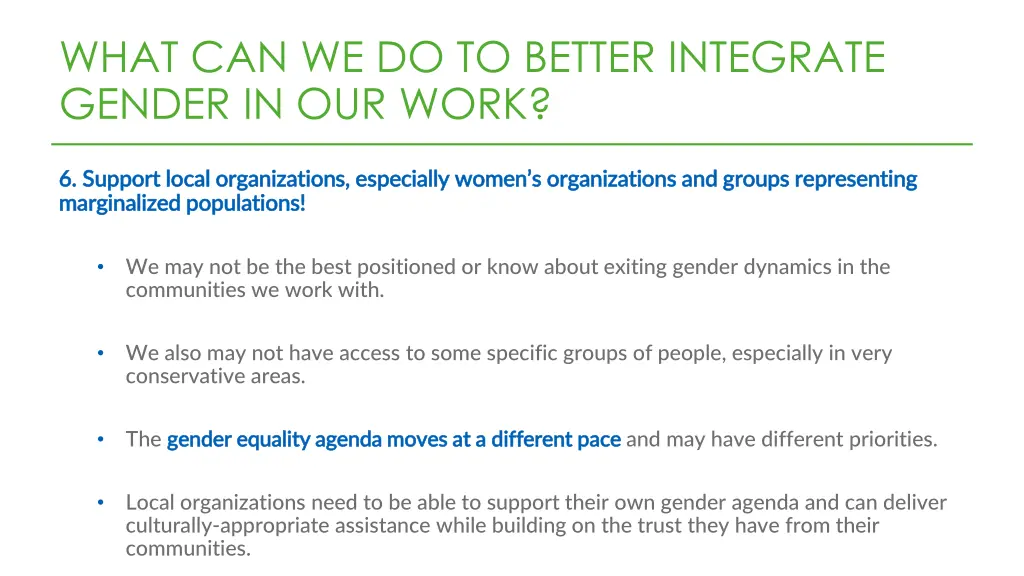 what can we do to better integrate gender 5